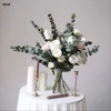Wedding Flowers NZUK Ins Design Silk Bride Artificial Bouquet Fleur 2022 White Pink Rose Vintage Bridal Bouquets