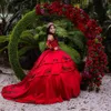 Prinsessan älskling quinceanera klänningar vinröd