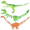 Dinosaur تحت عنوان Banner 3Meter Jungle Party Supplies Banner Flags for Baby Shower Kids Boys Dino Shape Dilling Decoration