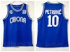 NCAA BC CIBONA COLLEGE 10 4 DRAZEN PETROVIC JERSEYS JUGOSLAVIJA Университетская баскетбольная команда Цвет синяя рубашка для спортивных фанатов Pure Cotton Good Caffice