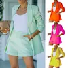 Women's Suits & Blazers Women Suit Sets Spring Long Sleeve Solid Cardigan Blazer Shorts 2 Piece Set Tracksuit Outfits