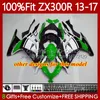 Ciało wtryskowe dla Kawasaki Ninja ZX300 ZX3R EX ZX 3R 300R ZX-300R 13-17 125NO.0 EX300R ZX-3R ZX300R 13 14 15 16 17 EX-300 2013 2014 2015 2016 2017 OEM Osłujący rekin niebieski