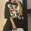 Негабаритная футболка женская топ Y2K Harajuku Tops Retro Print Skull Speat Lose T Roomts с аниме -рубашкой с коротким рукавом 220602