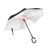 Özelleştirilmiş Desen Rüzgar Geçirmez Ters Şemsiye Yağmur Kadınlar Uzun Tapı Çift Katlı Ters Ters Kendi Stand Araba Şemsiye Parasol 220608