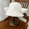 Handmade Baa Bucket ita Cap with Ears Cute Girl Lambswool Material Black White Sheep Ear Hat Holiday Gift 220727