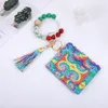 17 Colors PU Leather Bracelet Wallet Keychain Party Bangle Key Ring Holder Card Bag Silicone Beaded Wristlet Handbag Wrist ZZB14758