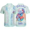 2022 Tennisklubb Summer Silk Hawaii Shirts Racket Stripe Color Blocking Short Sleeve Men Designer Beach Shirts M-3XL