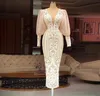 Lace 2022 Women Evening Dresses Formal Elegant Long Sleeve Mermaid Arabic Dubai Prom Dress Party Gowns Plus Size Mermaid Even Dress