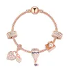 2020 new pandora style charm bracelet women fashion beads bracelet bangle plated rose gold diy pendants bracelets jewelry girls we229A