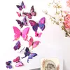 Fashion Double layer 3D Butterfly Wall Sticker on the wall Home Decor Butterflies for decoration Magnet Fridge stickers 12PCS/set