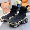 Black socks shoes mens womens fashion classic high-top lace-up style plated gold and black sole fall /winter size 35-46