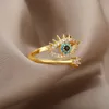 Lucky Turkish Blue Rings for Women Open Justerbar rostfritt stål Ringtrend Bröllop Band Par Jewelry Gift 220719
