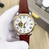 Yüksek kaliteli erkekler tourbillon mekanik hareket izlemek deri kayış saati izle