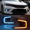 Honda Civic 2021 2022 LED DAYTIMEランニングライトイエローターンシグナルフォグランプカバーフォグライトの2PCS Auto DRL