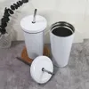 Vit 25oz sublimering Dricker tumlar med halmlock Sippy 750 ml rostfritt stål isolerat vattenflaska för subsömlöst New Style Coffee Cup