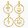Подвесные ожерелья латунные Cz камень маленькие подвески для женских украшений, делающих золото круглые свинцы мини -кросс -ожерелье Charms pdta277pendante