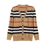 Women's sweater Clothing V-neck color matching striped knitted cardigan women's medium long coat loose and thin cashmere