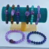 Pulsera de cuentas de piedra de amatista en bruto de piedra Natural Irregular pulseras de cristal de energía budista para Mujeres Hombres regalo joyería de moda