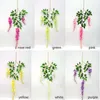 Flores decorativas grinaldas 24pcs wisteria artificial flor falsa violeta interna casamento arco decoração parede pendurada rattan videira plantdecor