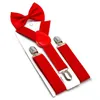 Party Favor Boys and girls universal solid color 3 clip Y-shaped back bow tie suit children's suspenders belt bows tie baby two-piece set