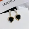 Temperamento Simple colgante negro pendientes de diamantes personalizados para mujeres moda coreana pendiente de perno joyería para fiesta de cumpleaños regalos