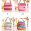 Lunch Totes Bag Thermal Insulated Portable Cool Canvas Stripe Carry Case Picnic high quality CCE13548