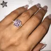 Cluster Rings Classic 925 Sterling Silver Pink 4ct Simulated Diamond Wedding Engagement Cocktail Topaz Gemstone For Women JewelryCluster