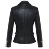 HIGH STREET est Baroque Fashion Designer Blazer Jacket Women's Lion Metal Buttons Faux Leather Blazer Outer Coat 220402