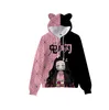 Nyaste japan anime demon slayer kvinnor hoodie tecknad katt öron tröja tonåringar pojkar tjejer cosplay kostym hoodies barn kläder