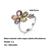 Anneaux de mariage Multi-couleur Zircon Fleur Bague De Mode Pétales Colorés CrystalOpening Réglable Design Sens Bijoux En Gros Wynn22