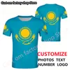 Kazakhstan t 셔츠 DIY 무료 맞춤형 이름 번호 카즈 티셔츠 국가 국기 러시아 카자흐 국가 대학 프린트 옷 220616