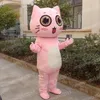 Costume da mascotte gatto rosa di Halloween Abiti da personaggio dei cartoni animati di alta qualità Vestito da carnevale per adulti Festa di compleanno Vestito operato Abito unisex