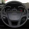 Car Steering Wheel Cover Diy HandEmbroidered Black Faux Leather For Kia Sorento 20092014 K7 Cadenza 20112015 J220808