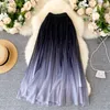Bling Fairy Starry Metallic A-line Long Tulle Skirt Gradient Color Lush Puff Maxi Mesh Skirts 220322