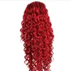180% 보르도 레드 레이스 전면 합성 머리 색깔 # 99J 여성을위한 13x4lace 정면 S Kinky Curly 가발