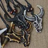 Kolye Kolyeler 1 PCS Punk Stil Sahte Yak Kemik Boğa/Ox Head Kafatası Oyma Yoga Desenli Kolye Kadınlar Jewelrypendent