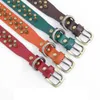 4 Farben Erste Schicht Rindsleder Halsbänder Bronze Niet Hundehalsband Lederhalsband Haustier Traktion 5 Größen erhältlich GH0091the