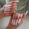 False Nails 24pcs/box 패션 프랑스어 관이 디자인 분리 가능한 가짜 패치를 가진 전체 커버 팁 매니큐어 prud22를 누릅니다.