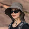 Летние ведро шляпа женщин большие краевые на открытом воздухе путешествия туристические шапки с шалью женский дышащий быстрый сухой альпинизм солнцезащитный крем Cap G220418
