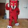 Alta Qualidade Vermelho Leopardo Mascot Trajes Halloween Fantasia Vestido Dos Desenhos Animados Personagem Carnaval Xmas Páscoa Publicidade Anunciança Festa de Aniversário Roupa