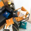 Velours hollandais broderie cheval taies d'oreiller nordique Designer Orange bleu noir Beige housses de coussin salon canapé jeter taie d'oreiller