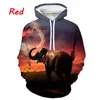 Herrtröjor tröjor Spring Animal Elephant 3D Printing hoodie personlighet kul unisex casual harajuku pullover street tröjor