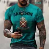 تي شيرت المرأة الصيف 3D Jameson Alphabet Print Retro Harajuku الأزياء غير الرسمية المتضخمة من الرجال جولة الرقبة القصيرة الأكمام "