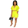 2022 Summer Women Short Outfits Tracksuits Designer Street Trendy Two Piece Set Sexy Ruffle Short V-Neck Top Shorts Suit