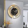 Väggklockor guld lyxklocka modern design metallkonst tyst hängande klocka vardagsrum rund heminredning reloj de pare