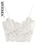 KPYTOMOA Women Sexy Fashion Lace Bralette Cropped Tank Top Vintage Backless Adjustable Thin Strap Female Camis Chic Tops 220331