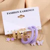 Fashion Purple Pentagram Pearl Butterfly Dangle Earrings Women Elegant hollow heart earring Party Jewelry Gift Brincos