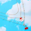 Pendant Necklaces HuaTang Fashion Santa Claus Pandent Necklace For Women Girls Fresh Fruits Cherry Layered Choker Christmas Party Jewelry 13