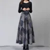 Skirts Women 2022 Autumn Winter Vintage Plaid A-line Wool Midi Female Thick Warm Long Woolen Skirt Faldas Mujer Moda C29