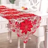 Dupla espessura vermelha corta rústica Rusticwork bordou os corredores de mesa de Natal Decorações de Natal de alta qualidade para jantar em casa 220615